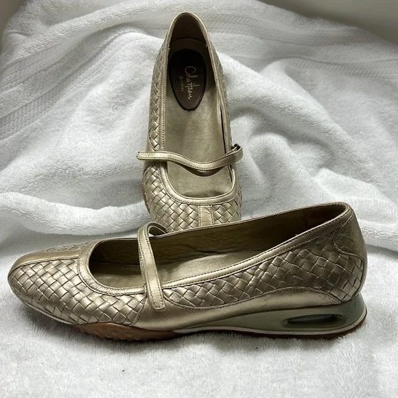 EUC Cole Haan Gold Woven Leather G edition Nike Air Mary Jane’s Size 9 - Picture 6 of 6
